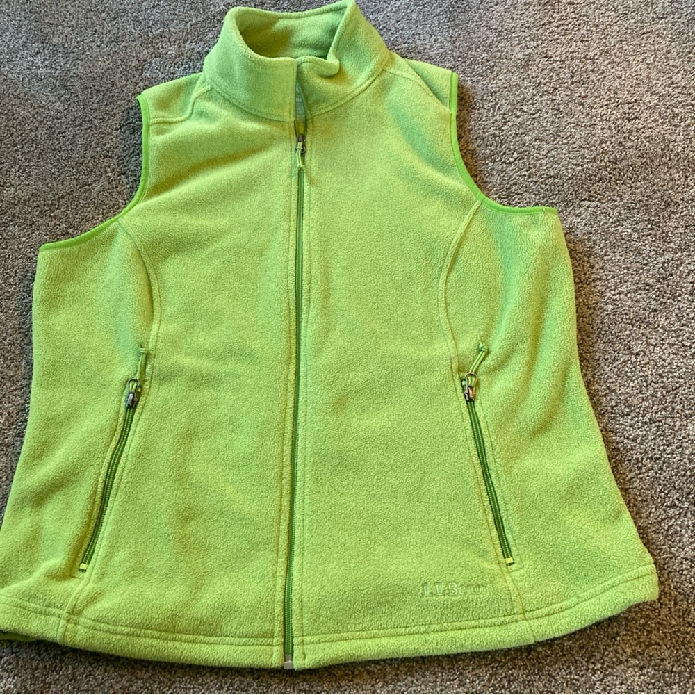 L.L. Bean Women’s Fleece Vest Full Zip Sz L Lime Green